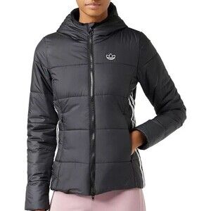 Adidas Originals GD2507 Slim Trefoil Puffer Hooded 3 Stripe Jacket XS Black